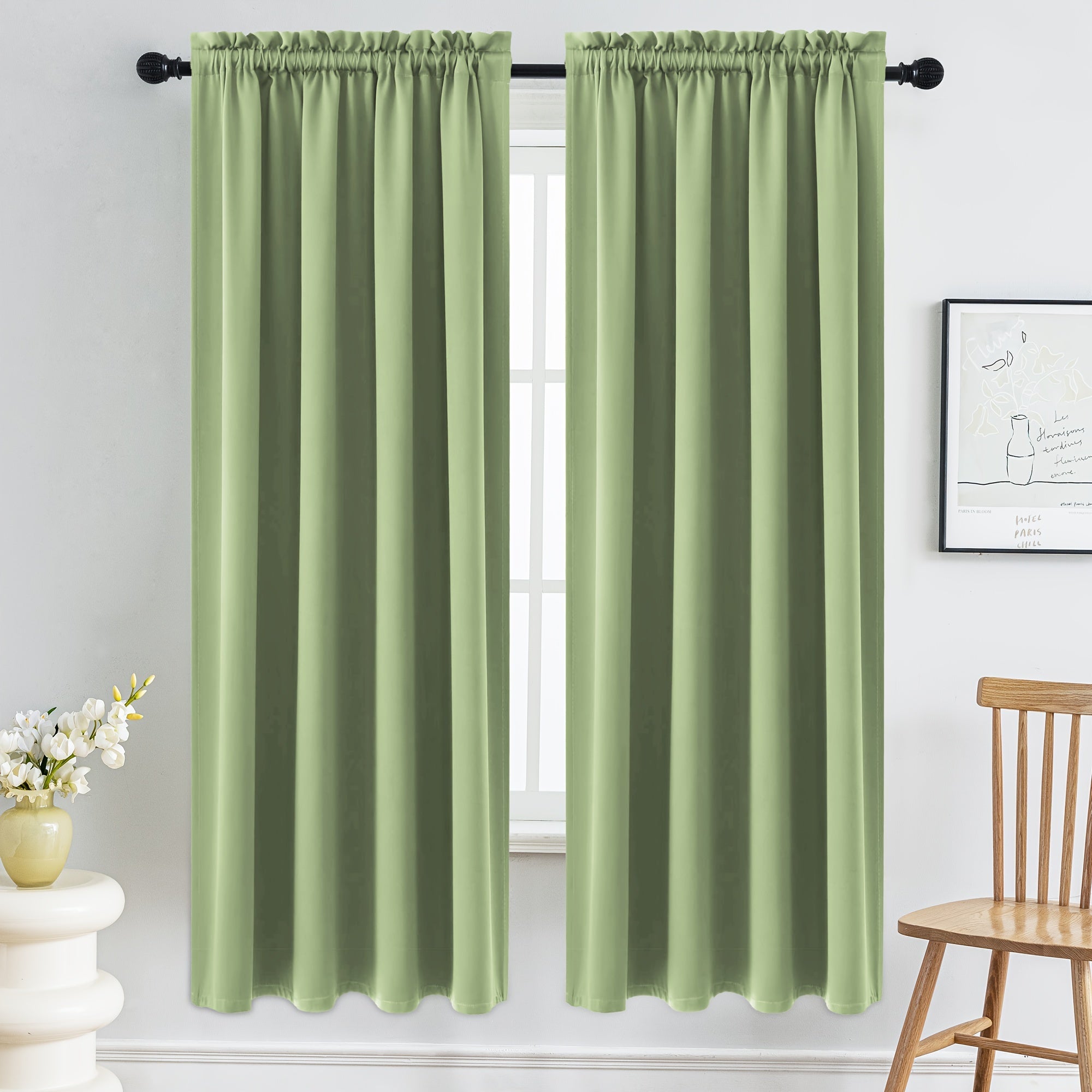 Набор из 2 штор Navy Blue Blackout с изоляцией, блокировкой УФ, устойчивых к выцветанию, с карманом для штанги