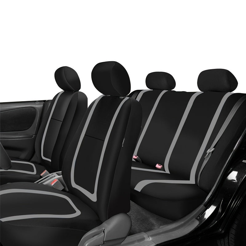 Universal Car Seat Covers Full Set Polyester Gray Purple Black Blue Red