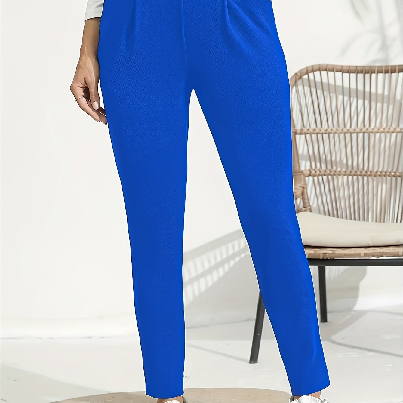 Women's Plus Size Stretch Straight Leg Pants Solid Color Casual Semi-Formal
