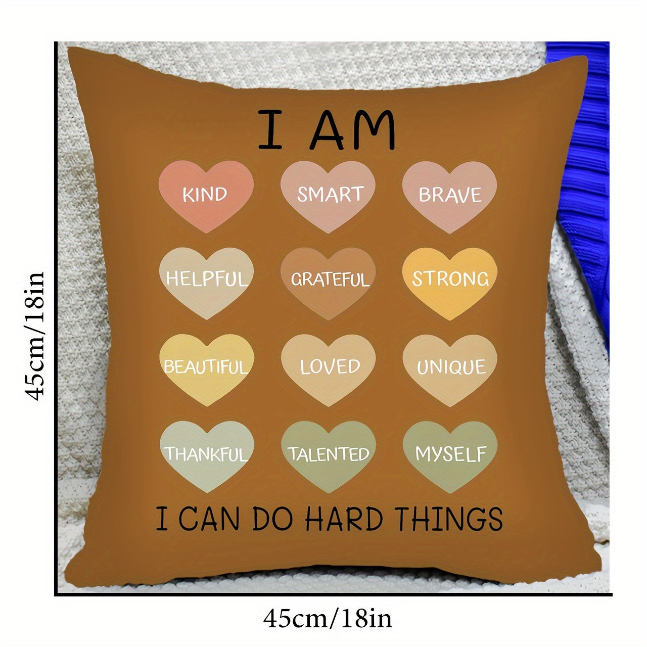 Reversible Polyester Throw Pillow Cover with Inspirational Affirmation for Sofa Chair Home Decor
