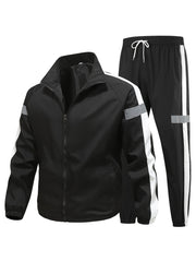 Мужской ветронепроницаемый костюм из куртки и брюк с отражающей этикеткой, весна-осень, повседневный стиль