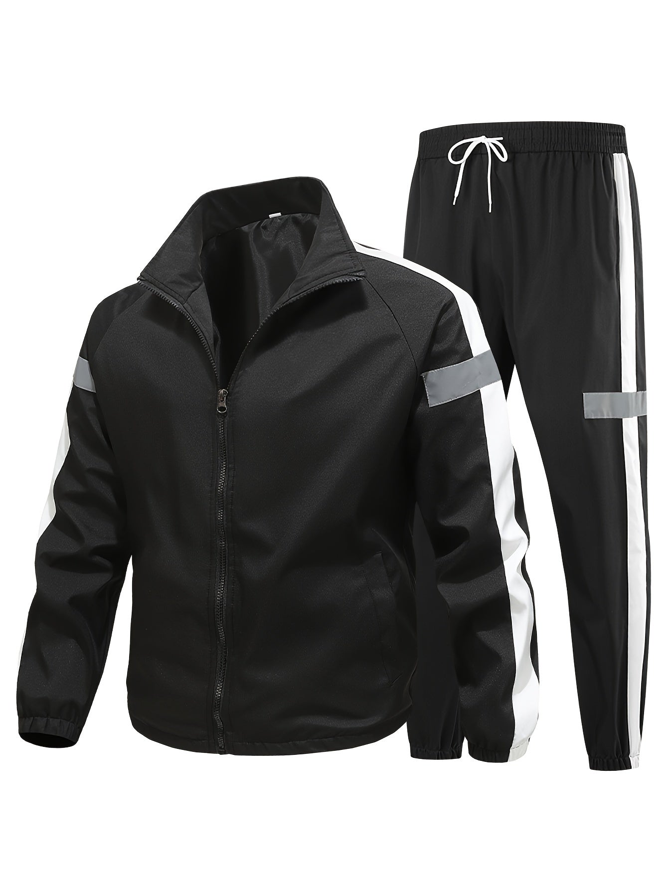 Мужской ветронепроницаемый костюм из куртки и брюк с отражающей этикеткой, весна-осень, повседневный стиль