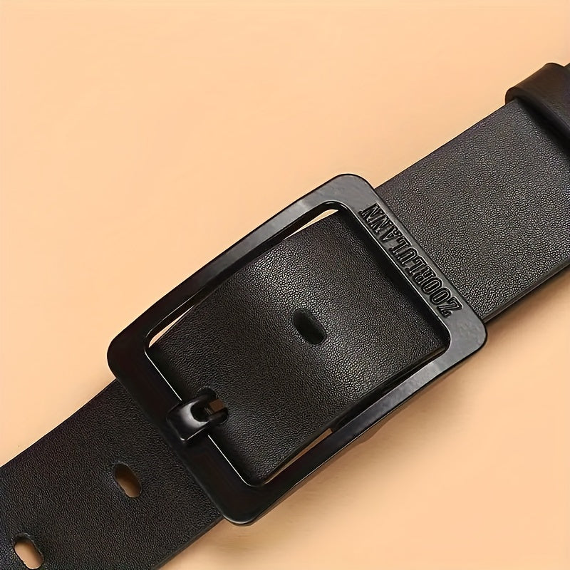 Faux Leather Belt for Men with Pin Buckle Casual Formal Adjustable