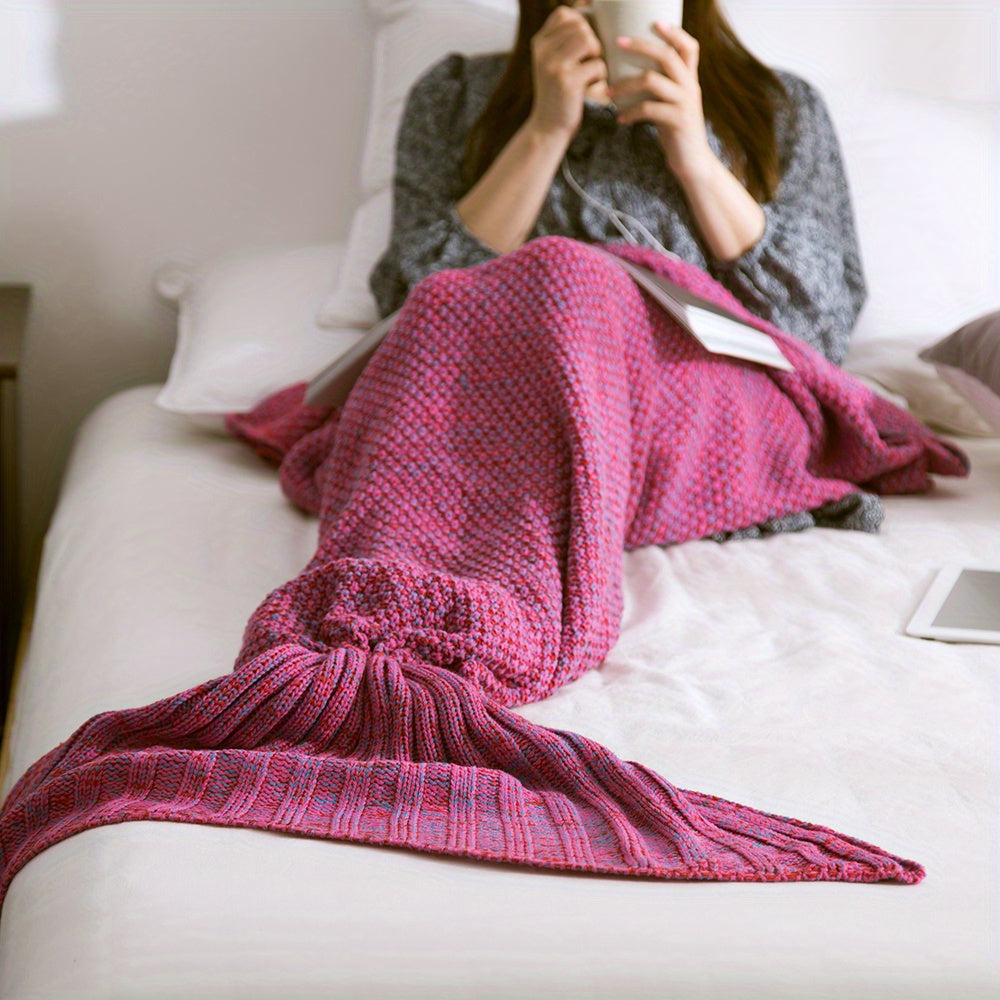 Mermaid Tail Blanket Crochet Cozy Lounge Sleep Gift for Women