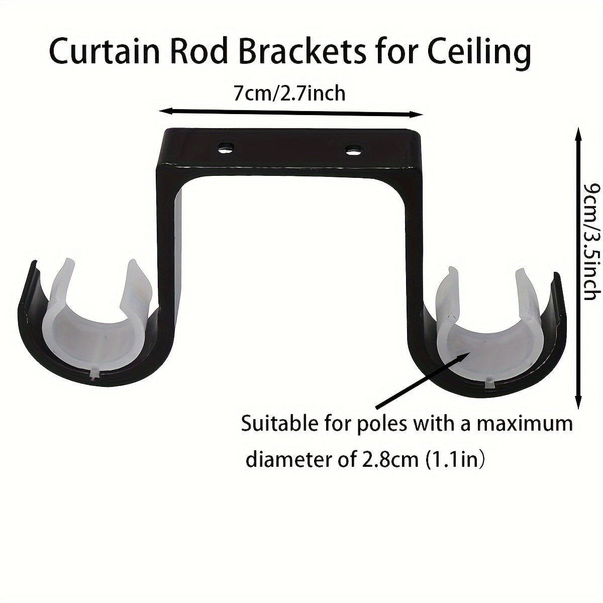 Two Pieces Metal Curtain Rod Brackets Thickening Shower Curtain Mounting Hardware