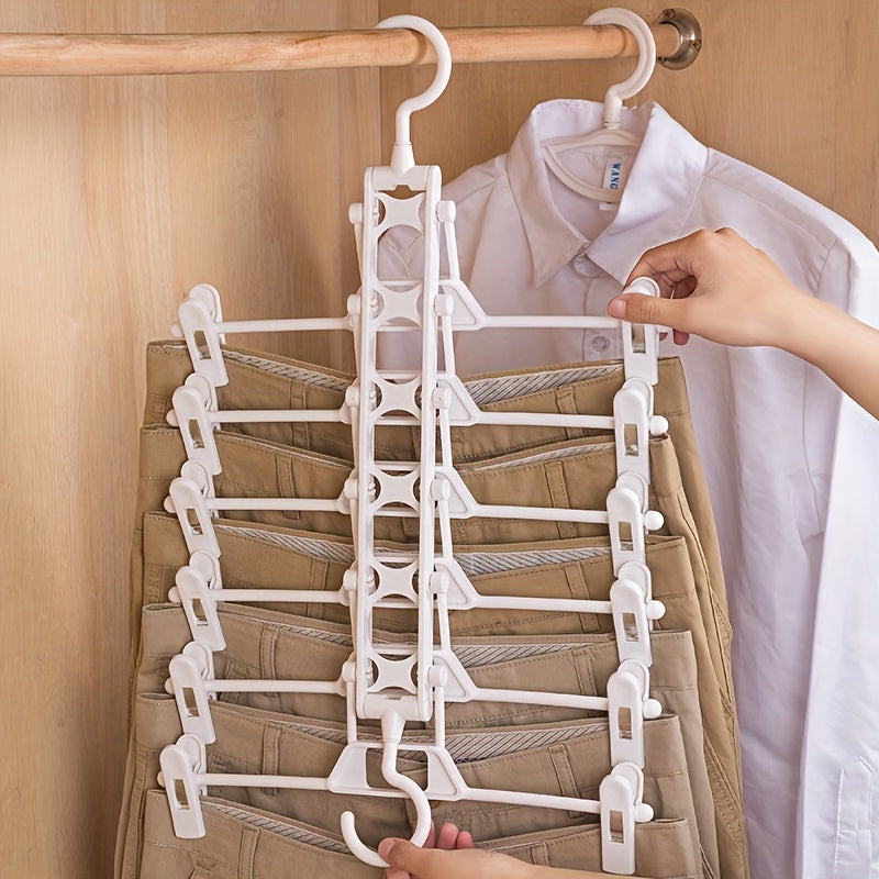Foldable Multi-Layer Space-Saving Non-Slip Clothes Hanger for Trouser and Wardrobe Storage