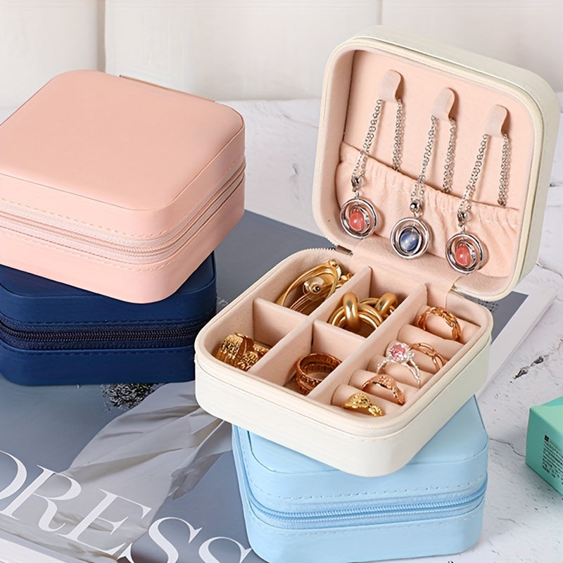 Caja organizadora portátil para joyas para pendientes, collares y anillos, almacenamiento de viaje