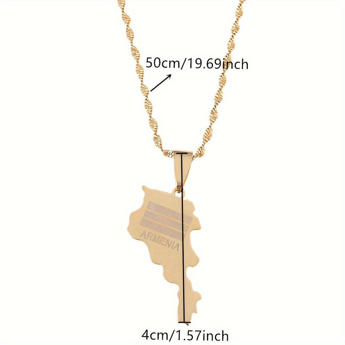 Gold-Tone Stainless Steel Armenia Pendant Necklace Ethnic Charm Unisex Jewelry