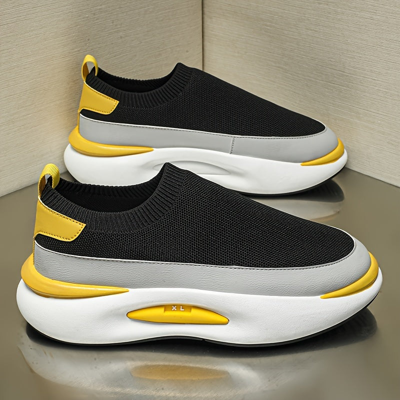 Men's Slip-On Casual Shoes with Shock Absorption Platform for Outdoor Walking
