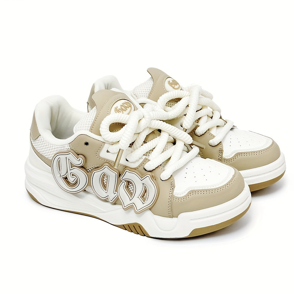 Men's Color Block Platform Skateboard Sneakers Casual Non-Slip Outdoor Shoes