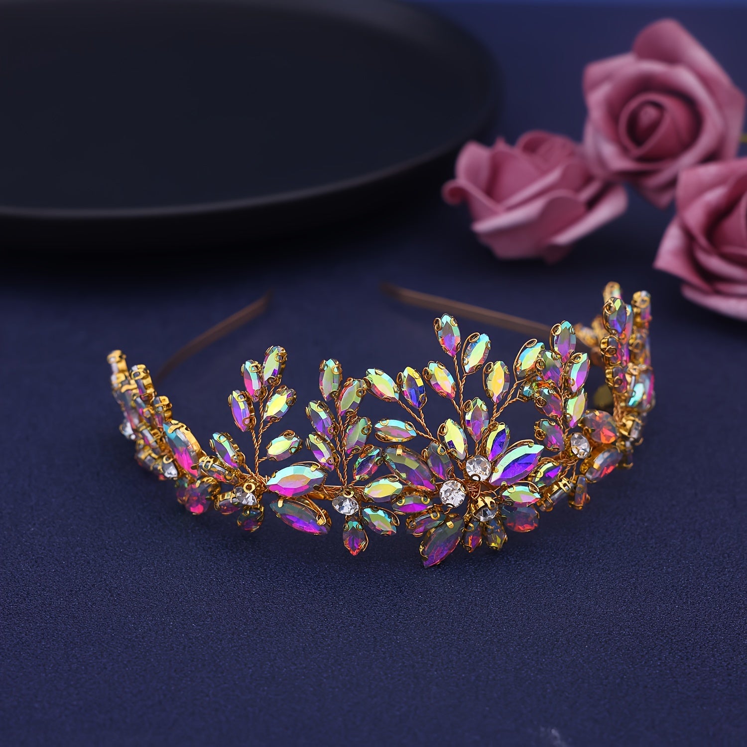 Bridal Headband Crystal Rhinestone Flower Wedding Hair Accessory for Women