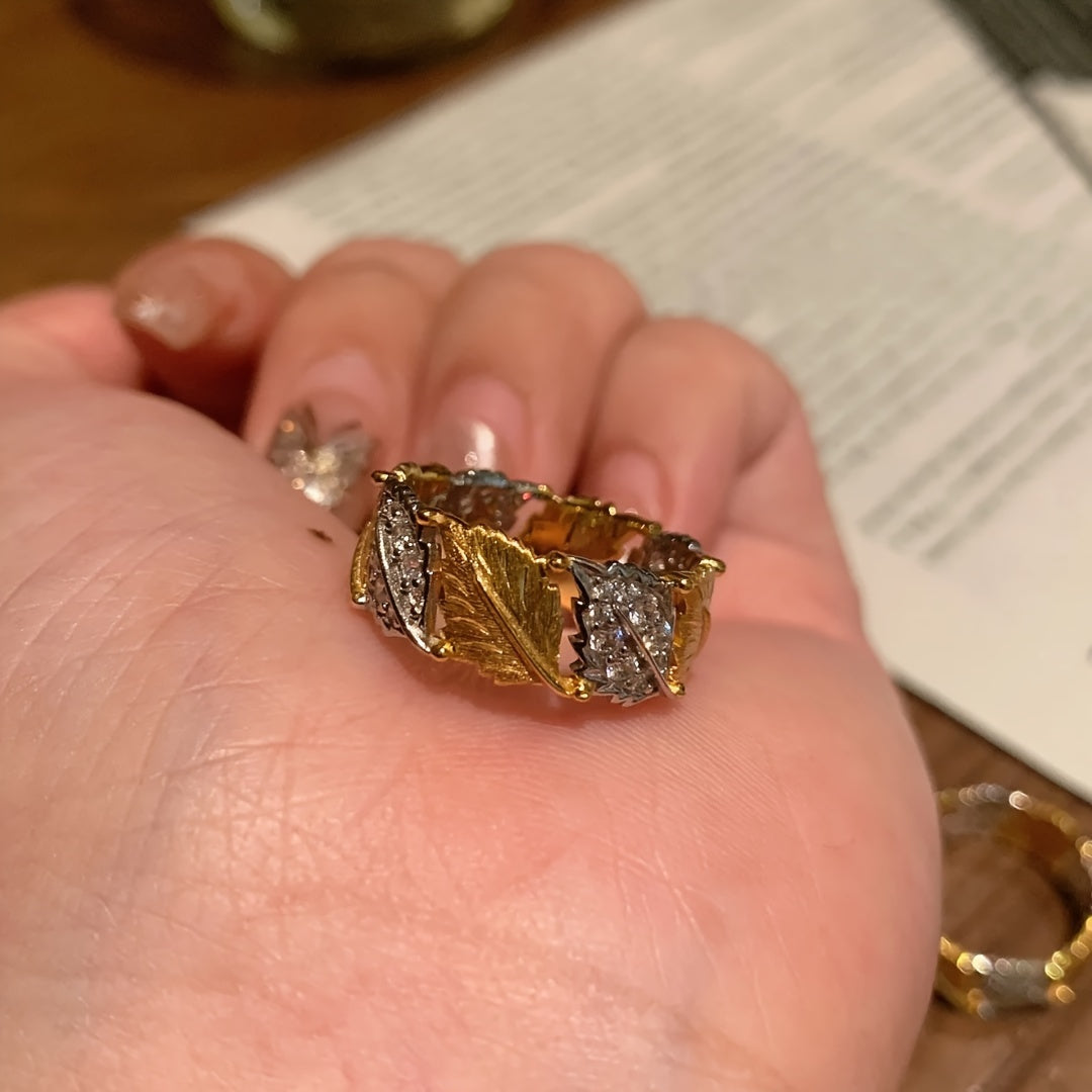 Ladies Ring Gold Plated Retro Maple Leaf Design Jewelry