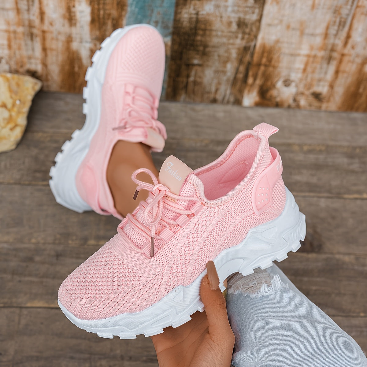 Women's Breathable Knitted Sports Shoes Lightweight Running Sneakers