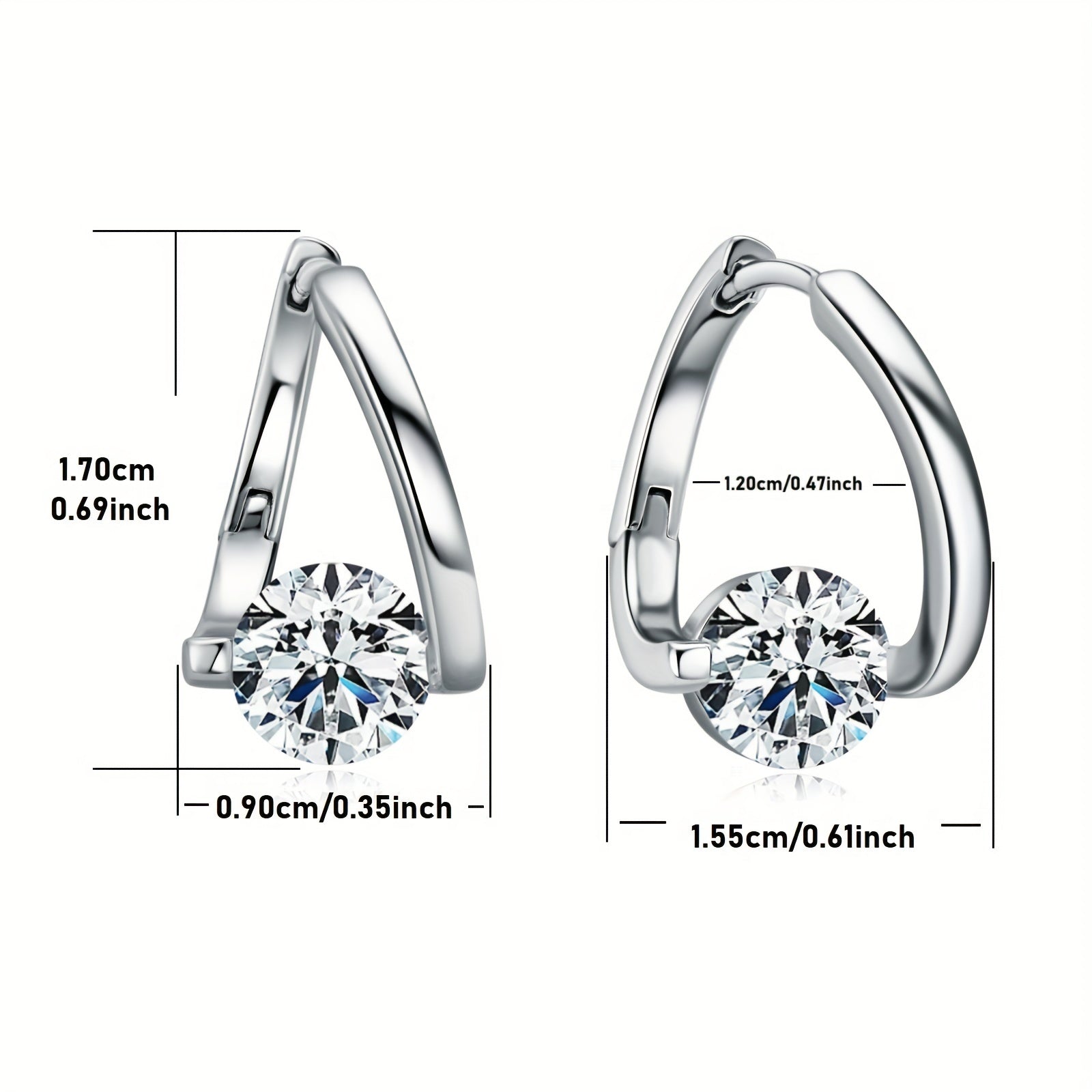 Women's Sterling Silver Earrings with Moissanite 6.5mm Round Cut Twisted Design