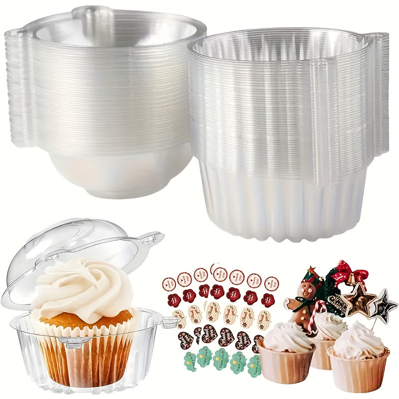 Disposable Clear Plastic Cupcake Containers with Flip Top Closure, 10 20 30 Pack