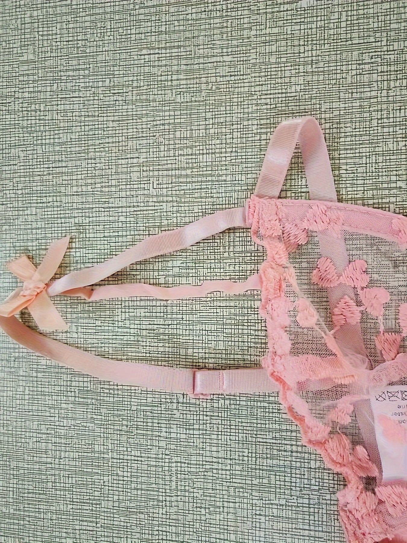 Conjunto de lencería de encaje transparente y coqueto para mujer