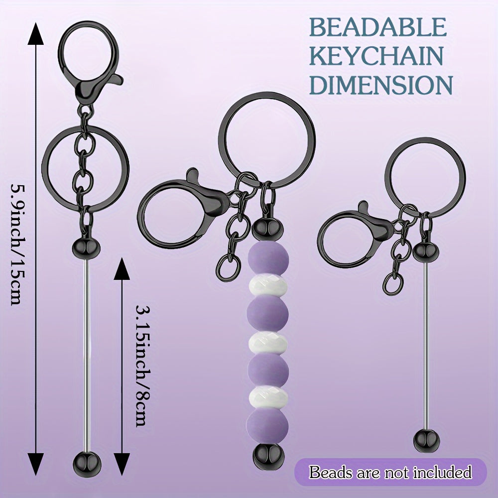 Set of 24 Metal Beadable Keychain Bars Unfinished DIY Jewelry Charms for Pendants and Keychains