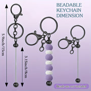 Set of 24 Metal Beadable Keychain Bars Unfinished DIY Jewelry Charms for Pendants and Keychains