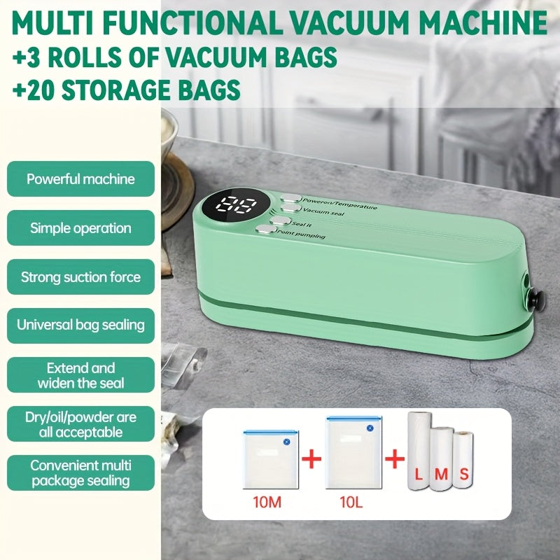 Portativ USB qayta to'ldiriladigan oziq-ovqat vakuum yopishtiruvchi mashinasi, atıştırmalıklar, go'shtlar, mevalar, sabzavotlar uchun
