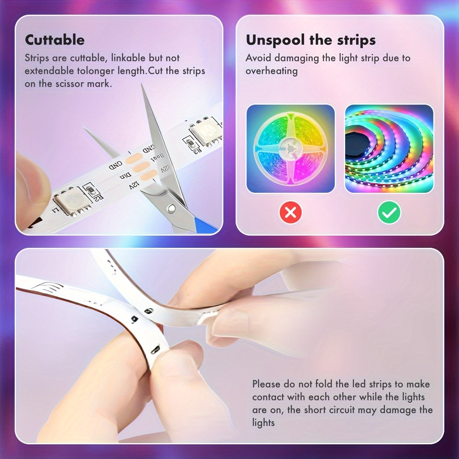 Wireless LED Light Strip with Microphone Music Sync Remote Control for Room and Party