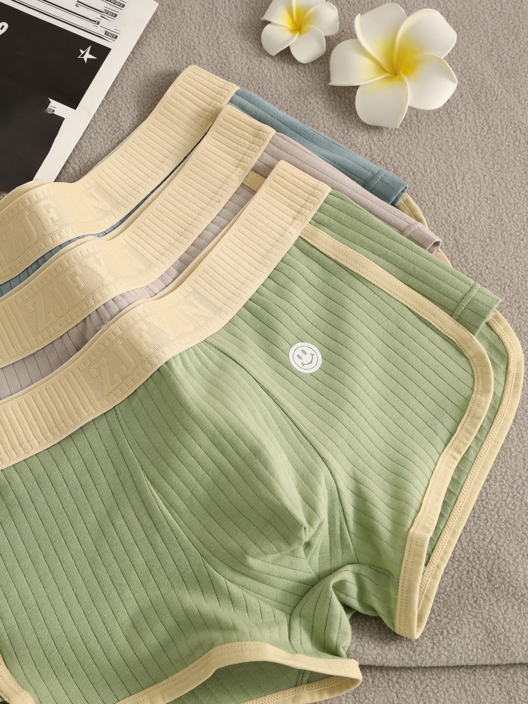 Men's Loose Fit Boxer Shorts Breathable Cotton Rayon Geometric Pattern Summer Sleepwear