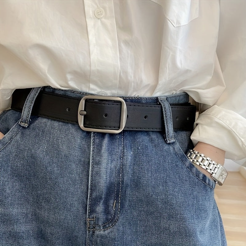 Women's PU Leather Belt with Pin Buckle for Jeans and Dress Pants