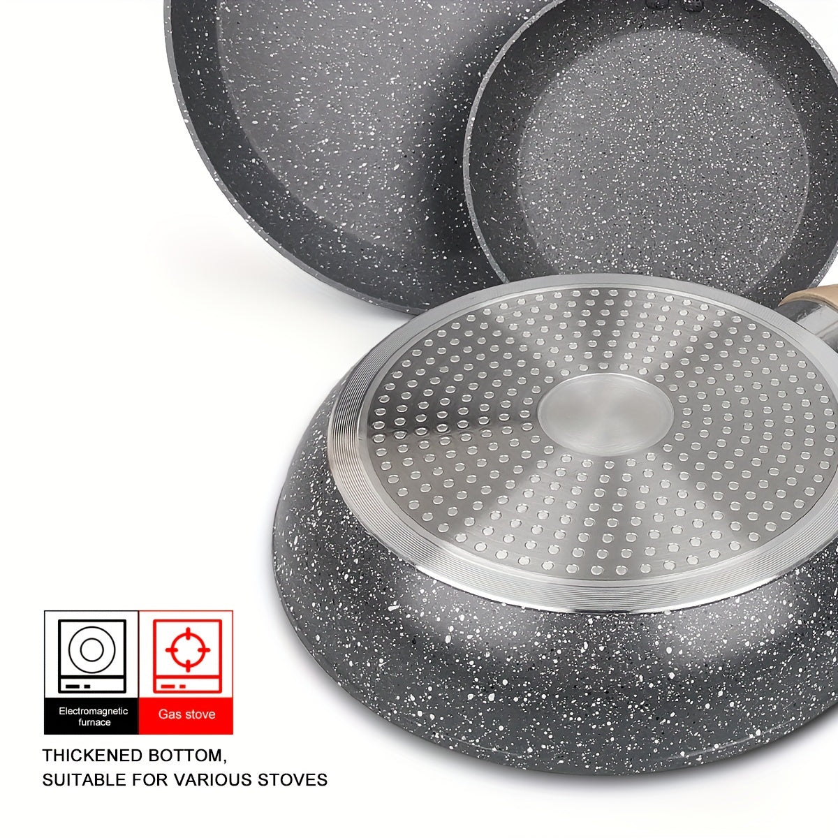 3 ta qismli yopishmaydigan alyuminiy qozonlar to'plami, induksiya mos, tuxum qovurish to'plamlari