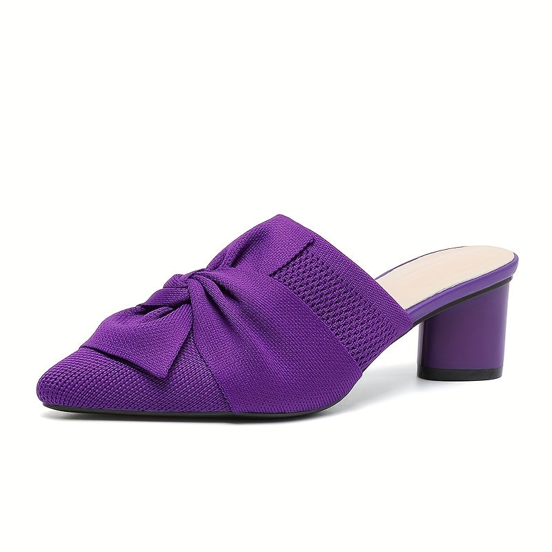 Women’s Pointed Toe Pumps Solid Color Fabric Slip-On Mid Heel Durable Sole