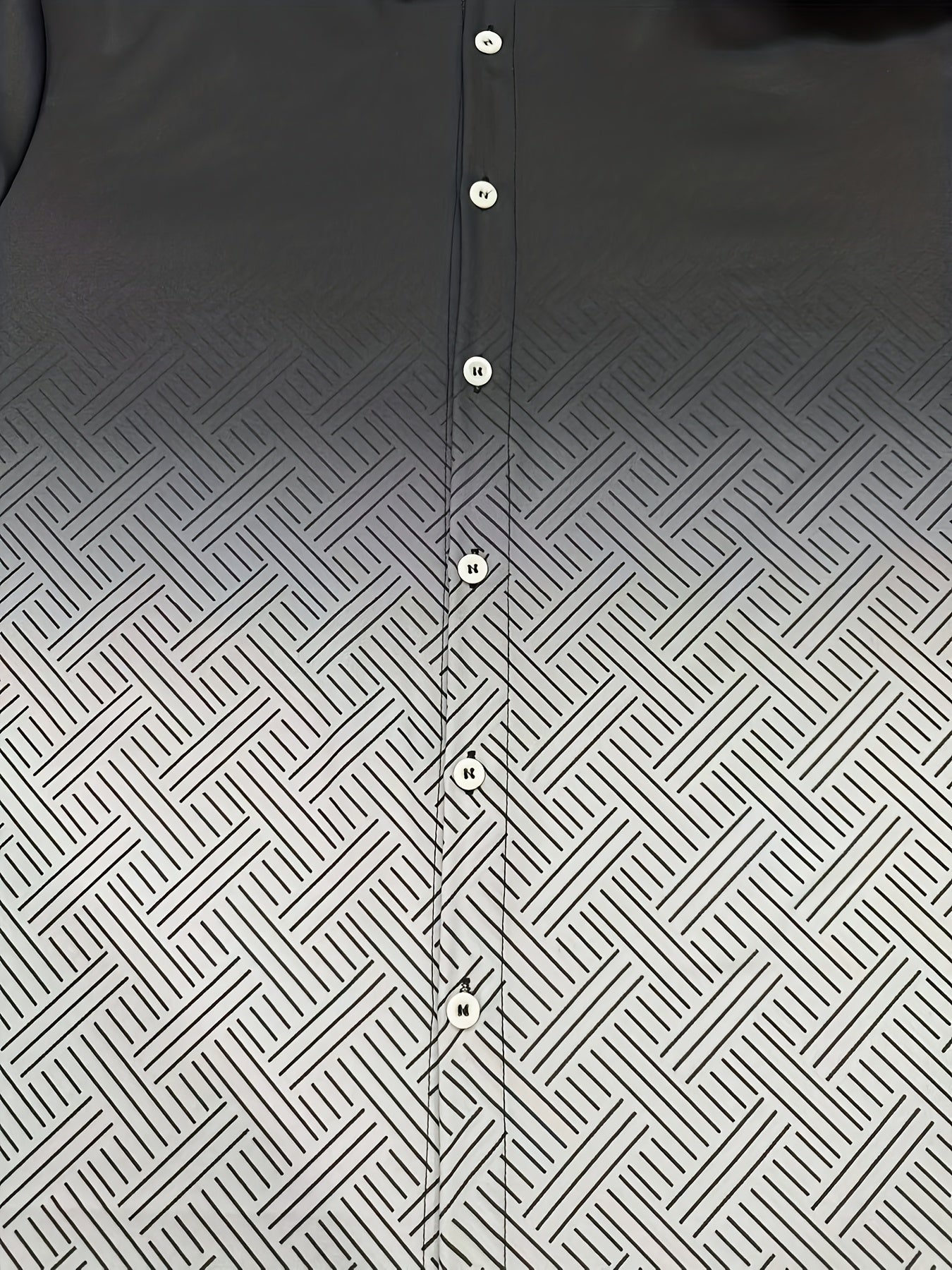 Erkaklar uchun tasodifiy uzun yengli ko'ylak, geometrik ombre bosma va tugmachali yaka, oddiy kesim, 95% polyester, 5% spandeks, to'qilgan mato, bahor/kovak - kattalar, katta o'lcham