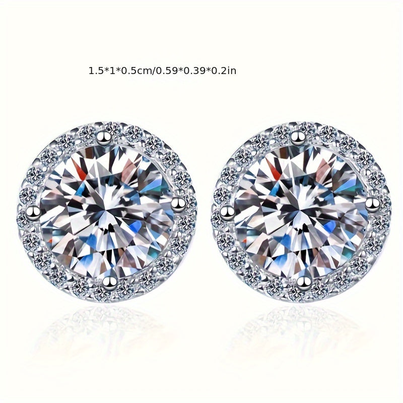 Moissanite studli marjonlar - 925 sterling kumushdan tayyorlangan, kundalik kiyimlar va sovg'a tadbirlari uchun mos, Mardi Gras va barcha mavsum kiyimlari uchun mukammal, gippoallergen, hashamatli sovg'a qutisi bilan birga keladi.