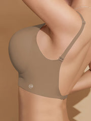 Women's Backless Wire-Free Bra with Removable Padding Solid Color Knit Fabric