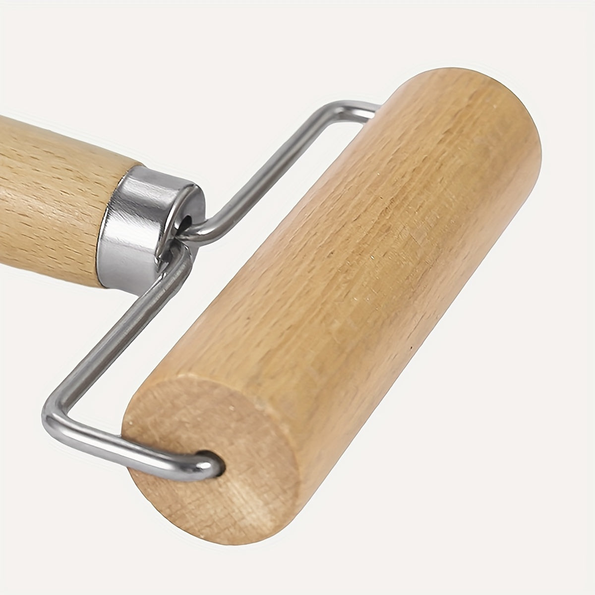 Wooden Rolling Pin with Stainless Steel T-Shaped Dough Roller for Baking and Dumpling Wrappers
