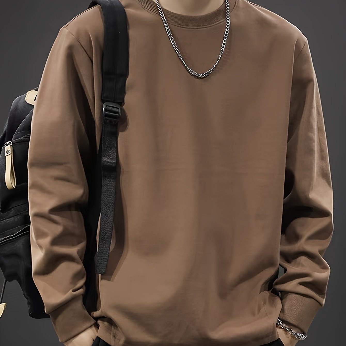 Мужская хлопковая футболка с длинным рукавом, свободный стиль, для весны и осени