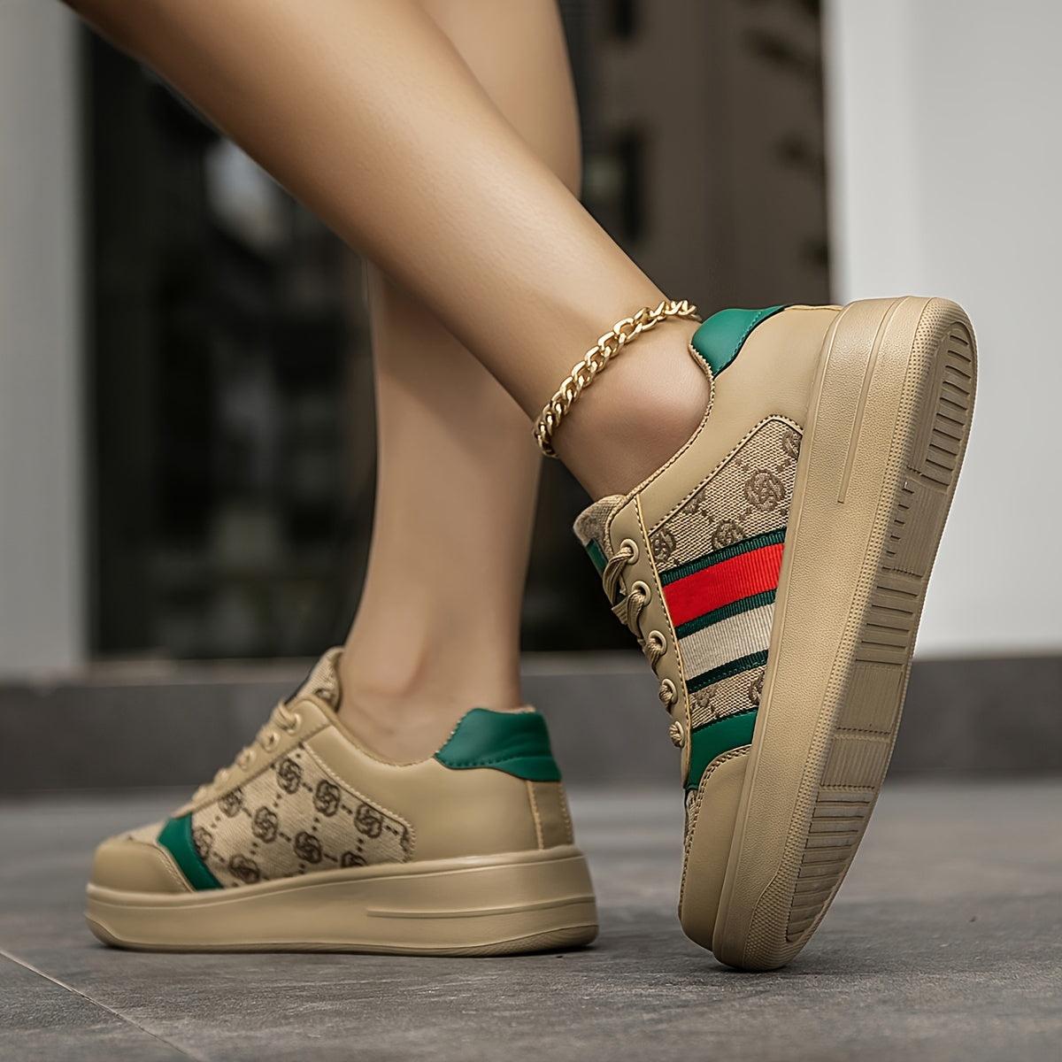 Women's Retro Canvas Print Pattern Letter Stripe Casual Sneakers