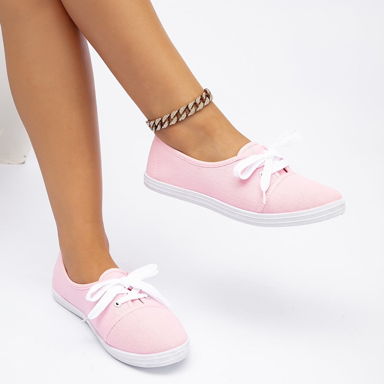 Unisex Casual Sneakers Solid Color Fabric Upper Low-Top Shoes