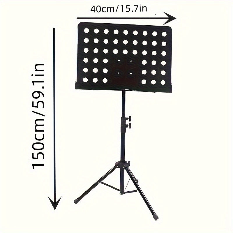 Folding Alloy Music Stand with Storage Bag for Guitar and Sheet Music Black