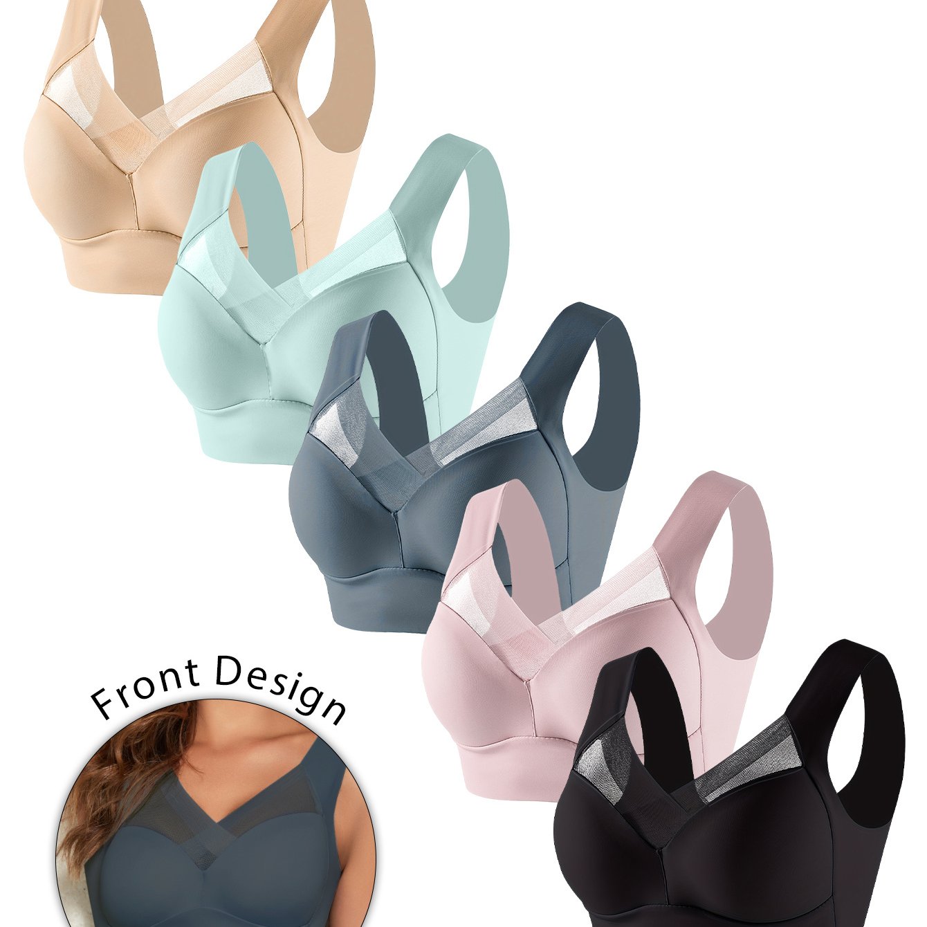 Women's Seamless Wireless Sports Bras with Cross Straps and Wide Comfort Straps