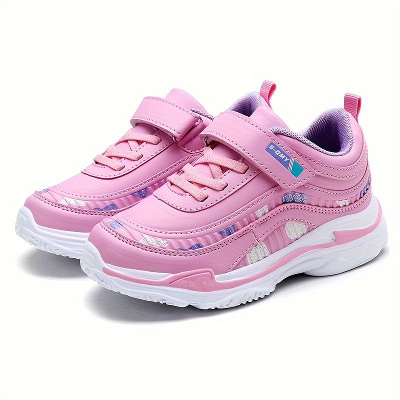 Kids Girls Solid Canvas Sneakers with Non-Slip Soft Sole and Hook and Loop Fastener