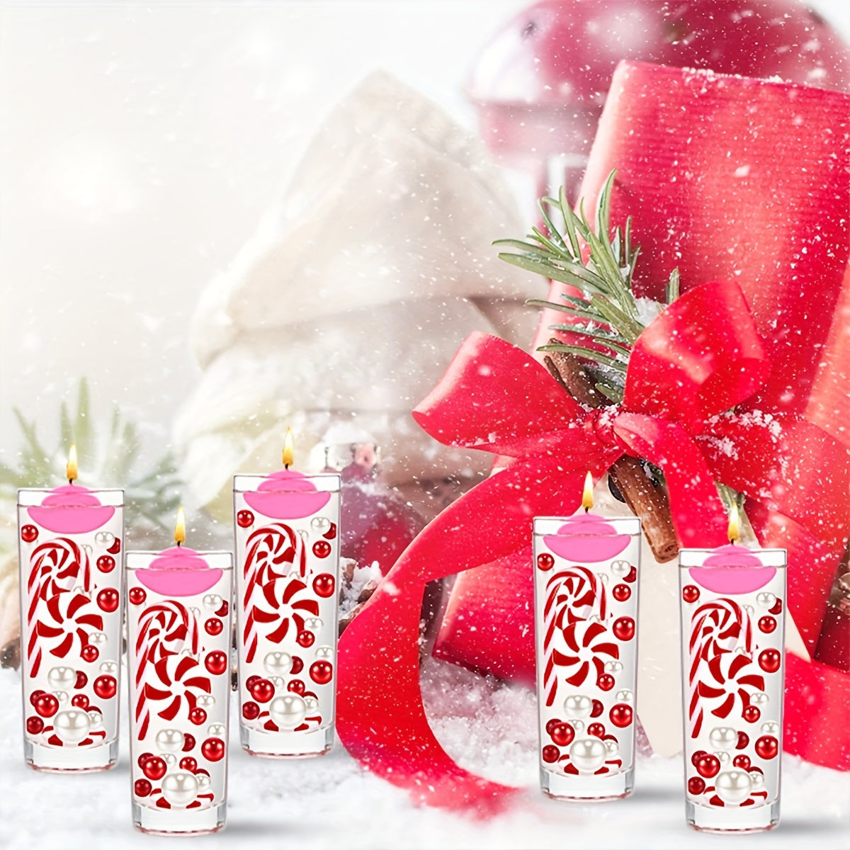 Christmas Vase Decor Set with Filling Beads for DIY Festive Tabletop and Party Decor