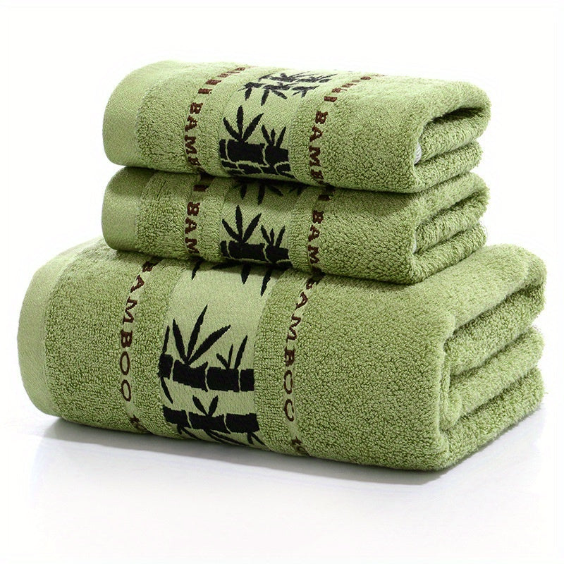 Set of 3 Bamboo Fiber Towels Bath and Hand Towels Soft Absorbent Eco-Friendly