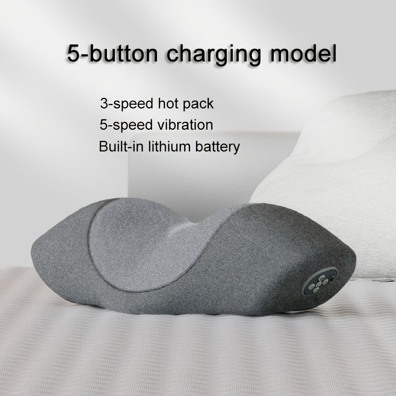 Ergonomic Cervical Pillow with Heated Spine Massager Vibration Neck Support for Deep Relaxation