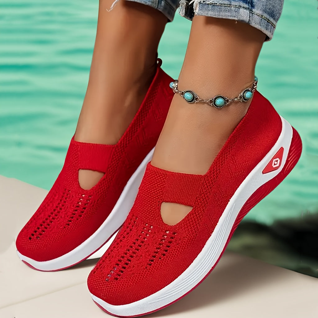 ayollar uchun nafas oluvchi slip-on sport poyabzali, kundalik plyaj krossovkasi, ko'p rangli