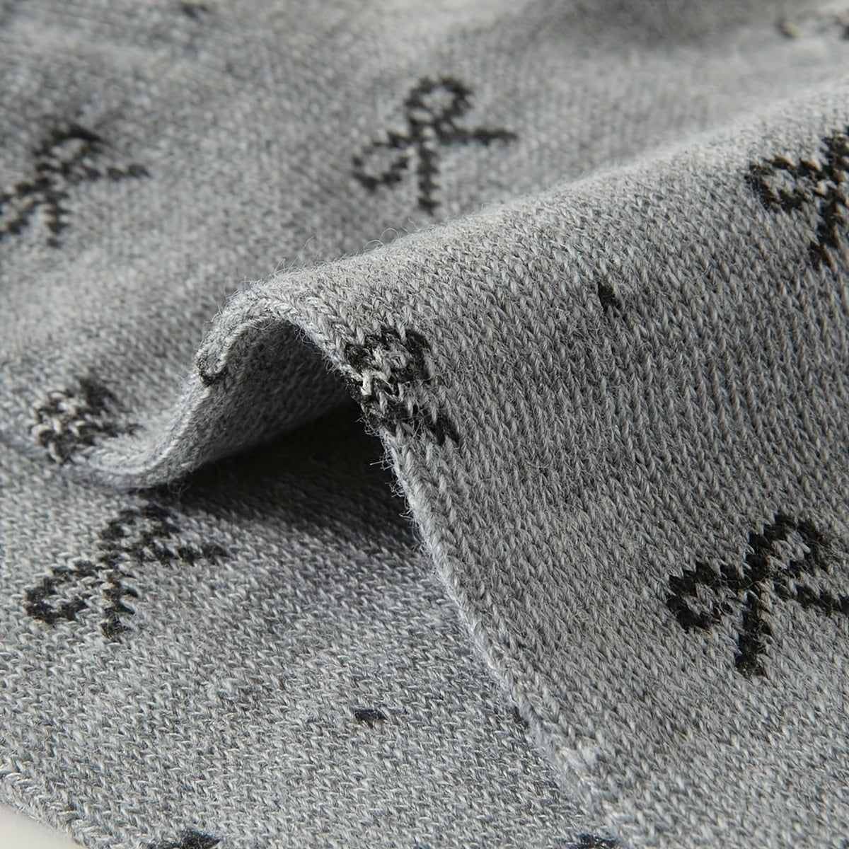 Women's Ankle Socks Black Grey Geometric Pattern 10 Pairs Knit Fabric Spandex