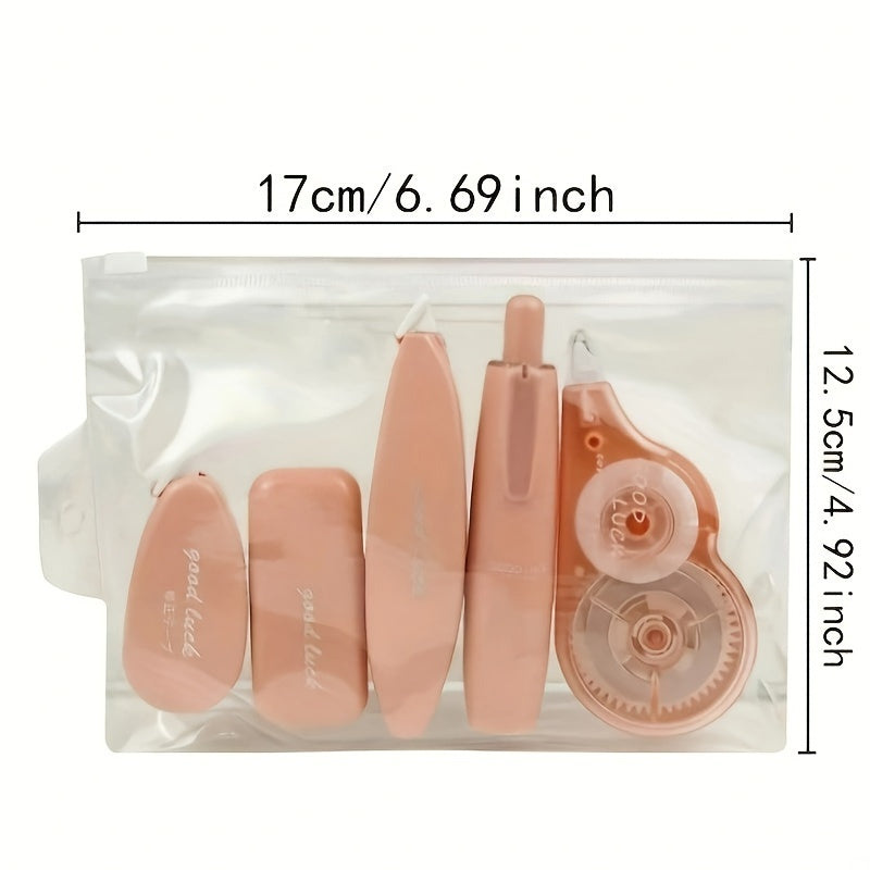 Набор из 5 корректирующих лент для школы и офиса, мгновенное исправление ошибок, прочный материал PET