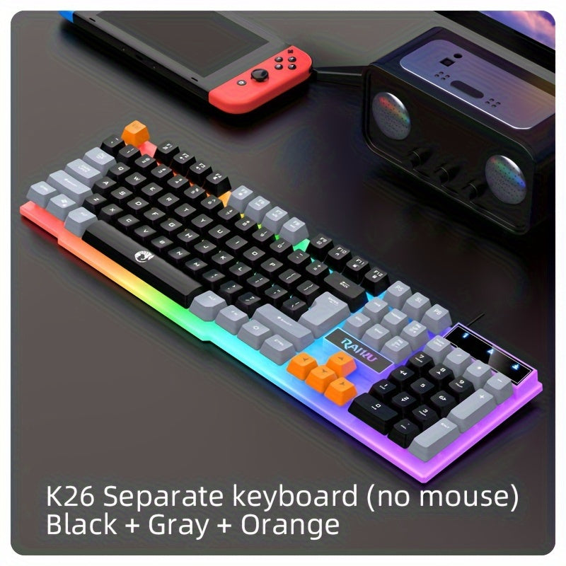 Set de teclado y ratón para juegos con iluminación RGB y diseño ergonómico