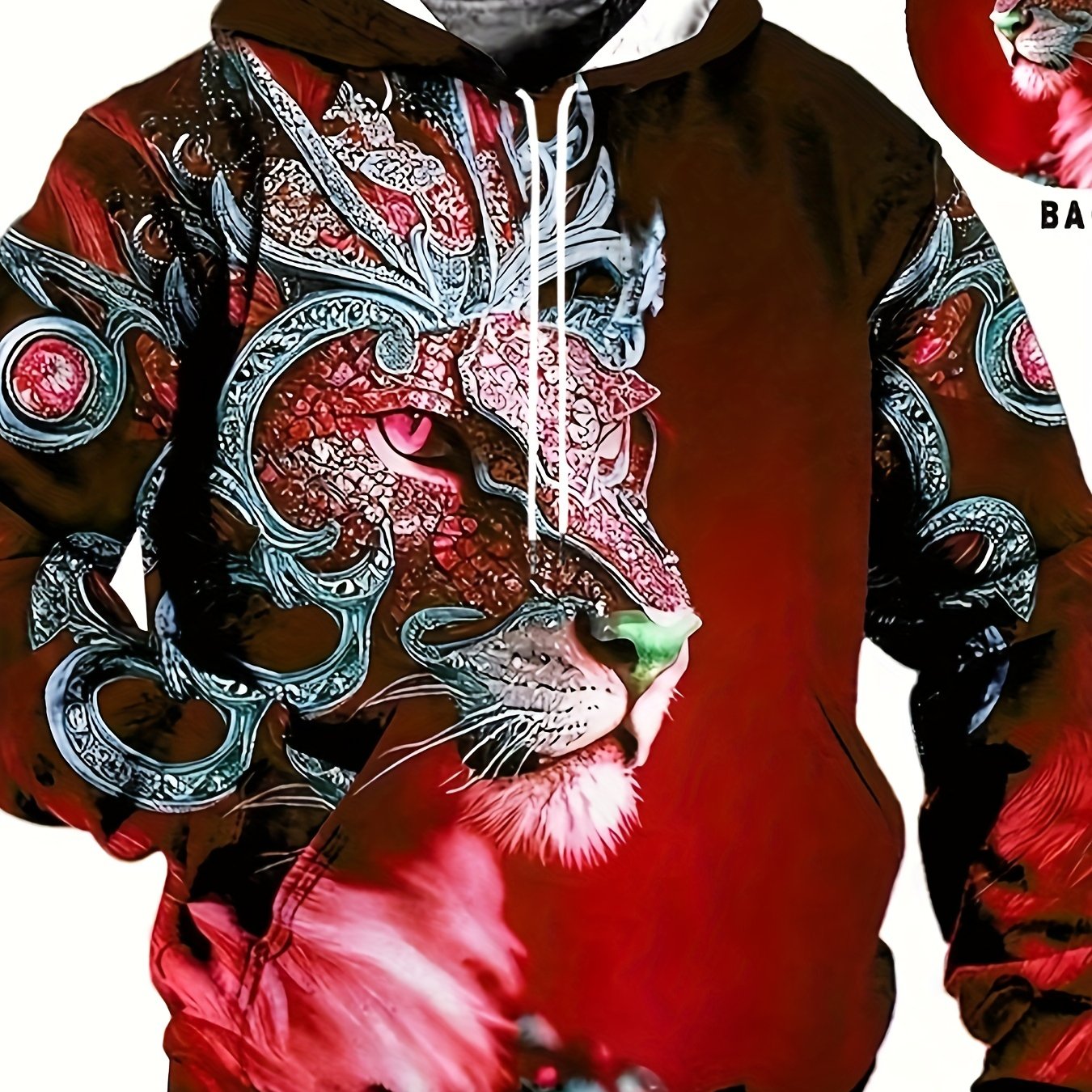 Plus Size Oversized Hooded Sweatshirt with 3D Tiger Print for Autumn Winter