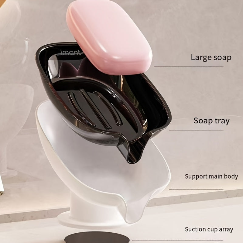 Oval Plastic Soap Dish with Self-Draining Modern Bathroom Decor