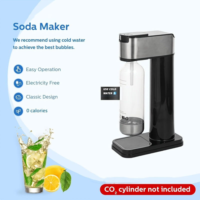 Stainless Steel Soda Maker with 1L PET Bottle Make Sparkling Water at Home