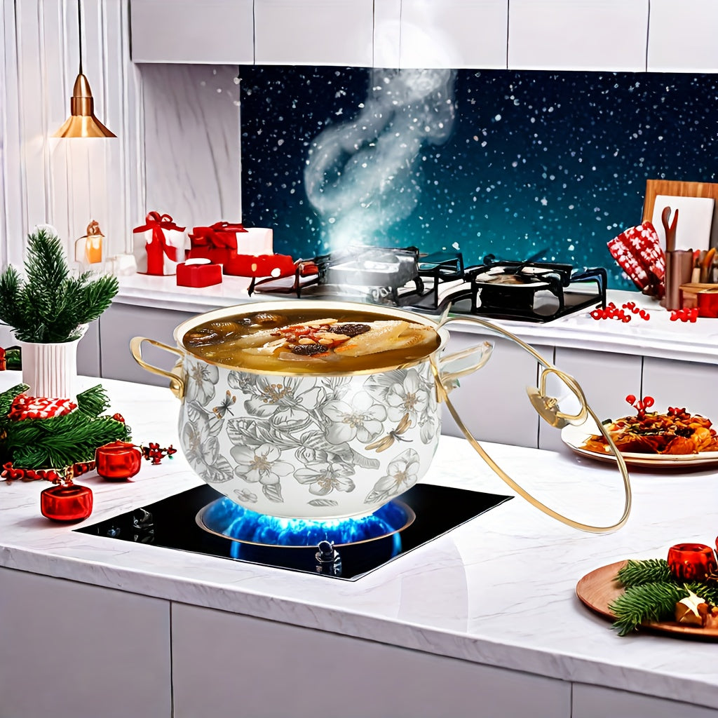 Enamel Cooking Pot for Soup and Stew Non-Stick Easy to Clean Versatile Kitchen Use