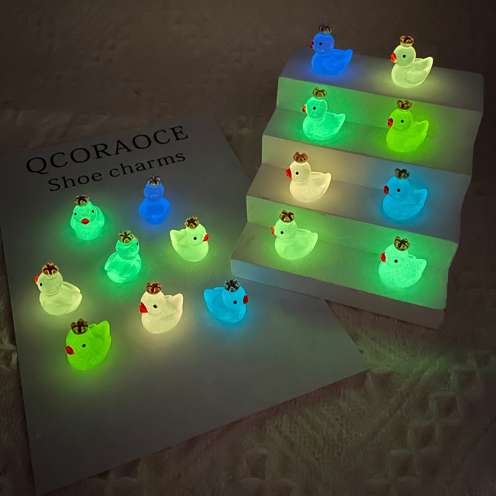Kids Duck Shoe Charms 16-Piece Glow-in-The-Dark Summer Accessories